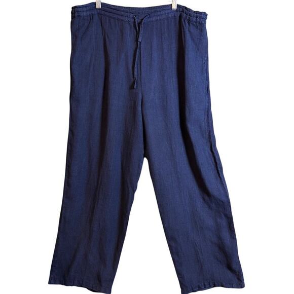 Vtg Kiko Linen Chino Drawstring Pants Pocketed Sz M 40x28 Vacation Resort Wear - Picture 1 of 7